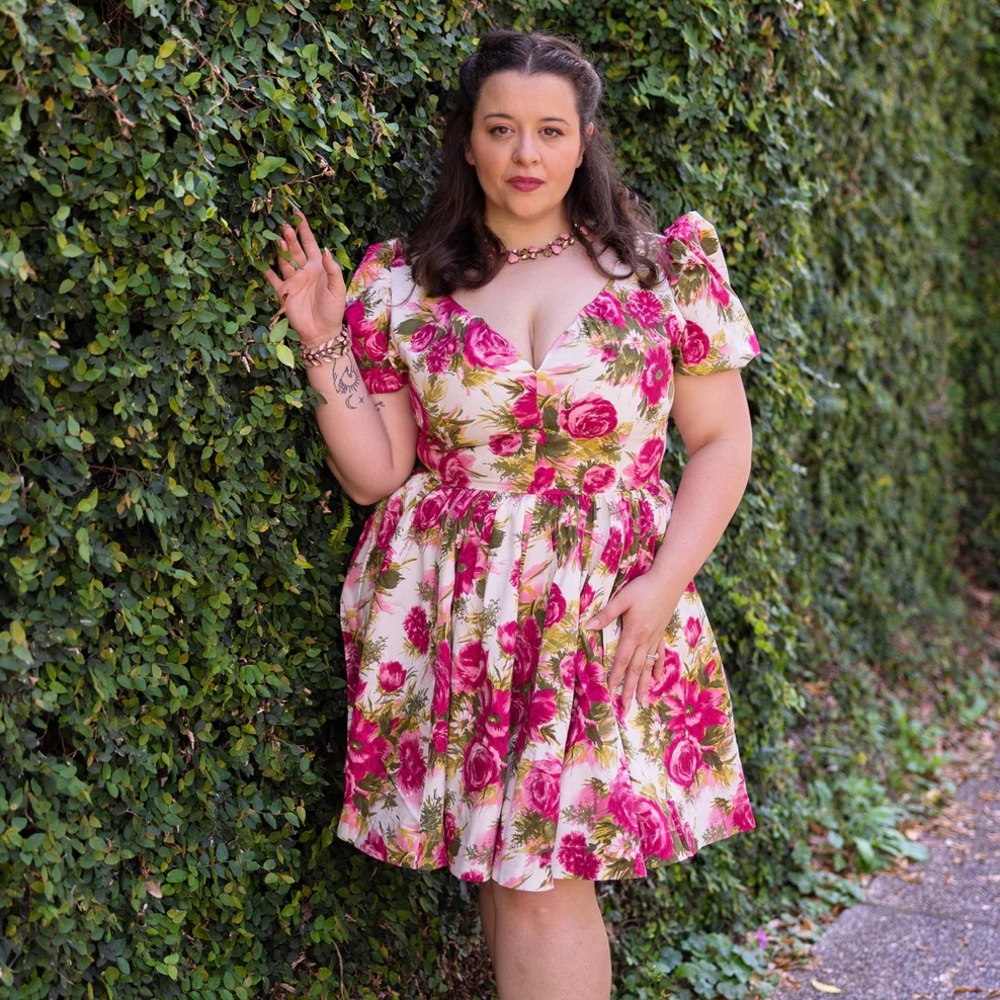 Trashy Diva Pink Floral Fit-and-Flare Dress